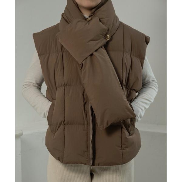 コート アウター muffler set round hem quilting vest / マフラーセットラウンドヘムキルティングベスト レディース