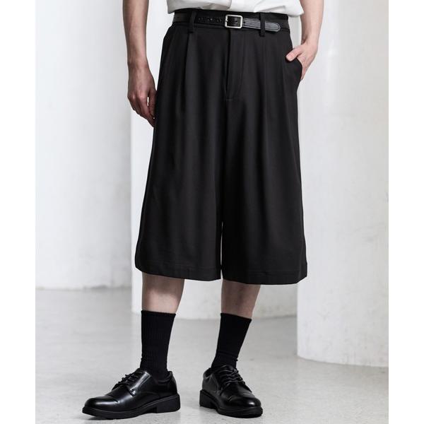 ワイドパンツ ハーフパンツ パンツ 短パン 「CLEL」Summer Wool Blend Half Slacks Pants / サマーウールブレンド ハーフスラックスパンツ「セットアップ…