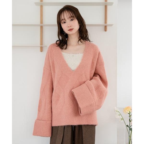 「mideal」 長袖ニット FREE ピンク レディース