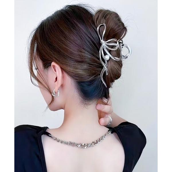 ヘアクリップ 「Vini」 シルバーリボン バンスクリップ/ヘアクリップ