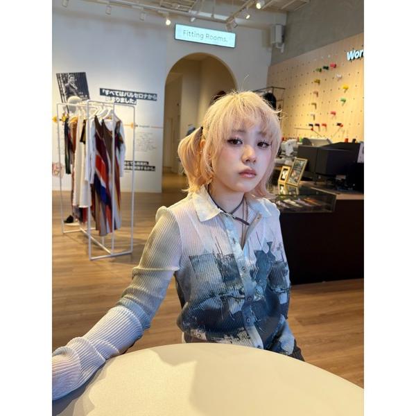 tシャツ 都市景観プリーツシャツ レディース