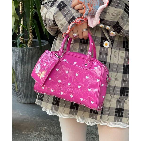 ボストンバッグ 「HELLO.SANFRANCISCO/ハローサンフランシスコ」ハートプリントエナメルミニボストンBAG レディース