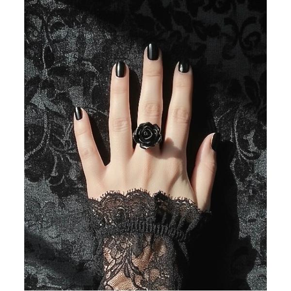 アレルギー対応 指輪 リング 「NOIRVEIN（ノワールヴェイン）」ブラックフラワー ゴシックリング noi-ring-2-4「RBTS」 レディース