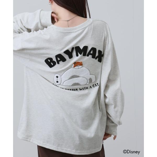 tシャツ 「Disney/ディズニー」「別注デザイン」ベイマックス ワッペン刺繍 ビッグシルエット 長袖Tシャツ メンズ レディース