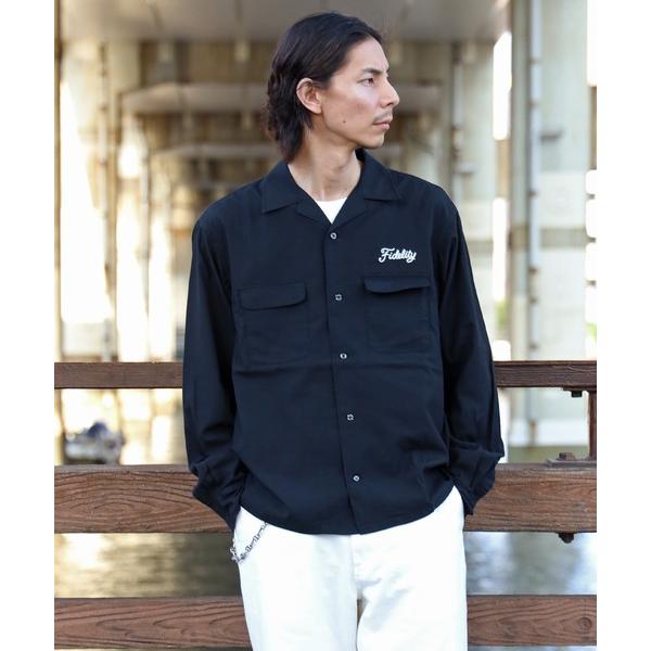 シャツ LOGO EMB TENCEL OPEN COLLER SHIRT / 長袖オープンカラーシャツ メンズ レディース