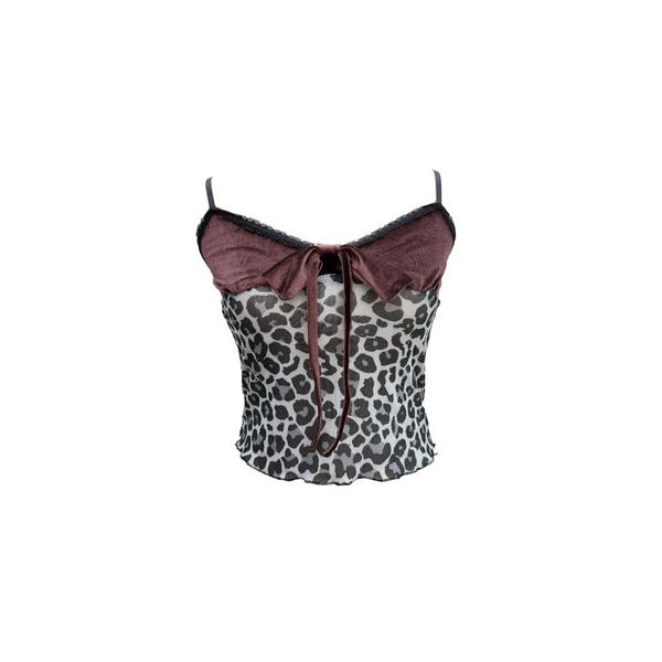 キャミソール Velour Ribbon Leopard Camisole / ベロアリボンレオパードキャミソール