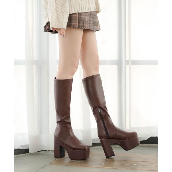 「Newlyme」 ブーツ 22.5cm ブラウン レディース