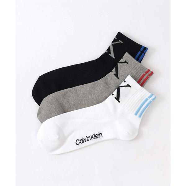 靴下 「3足セット」Calvin Klein メンズ レディース 抗菌防臭 フロントロゴ ショートソックス 92572507 レディース メンズ
