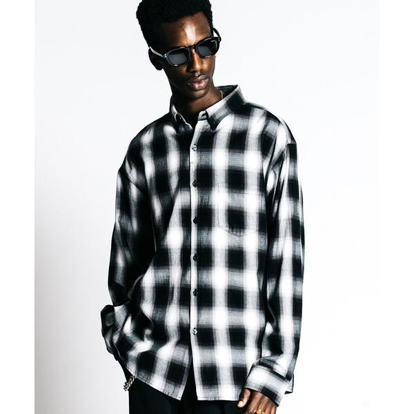 シャツ OMBRE CHECK B.D L/S WIDE SHIRT メンズ
