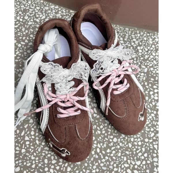 スニーカー ヴィンテージ風刺繍ロースニーカー レディース
