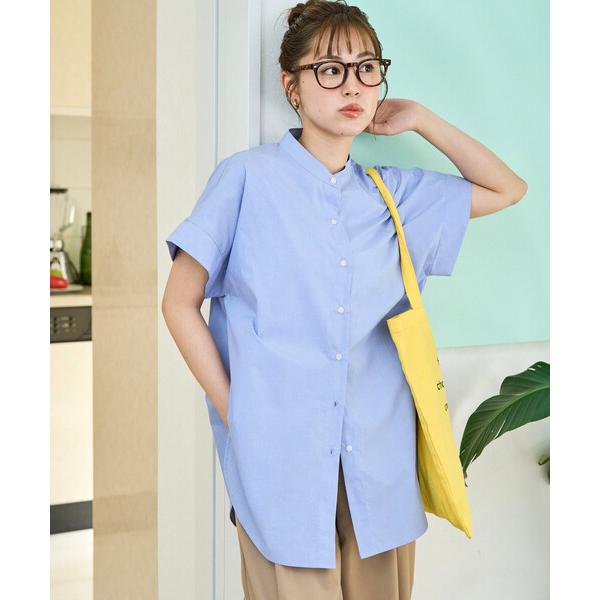 ブラウス シャツ 半袖 限定展開　フレンチ スリーブ ブロード ボタン シャツ レディース