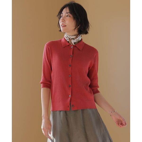 ニット セーター LINEN COTTON ポロ ニット レディース