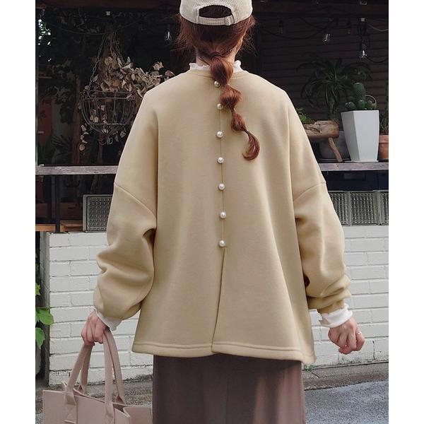 「junoah」 スウェットカットソー MEDIUM ベージュ レディース