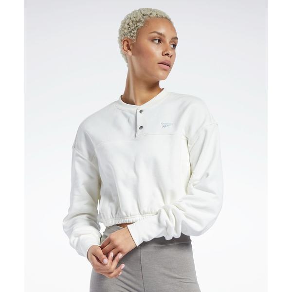 「Reebok」 スウェットカットソー MEDIUM アイボリー レディース