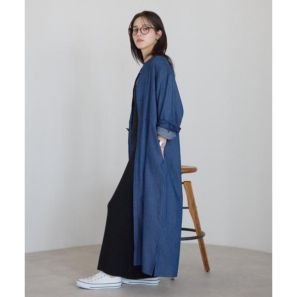 シャツワンピース 「India Fabric」ピンタックデニムシャツワンピース / 大人カジュアルロング