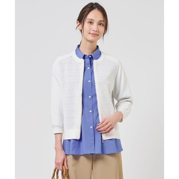 ブルゾン アウター 「季節の変わり目に」Lace Jacquard ニット ブルゾン レディース