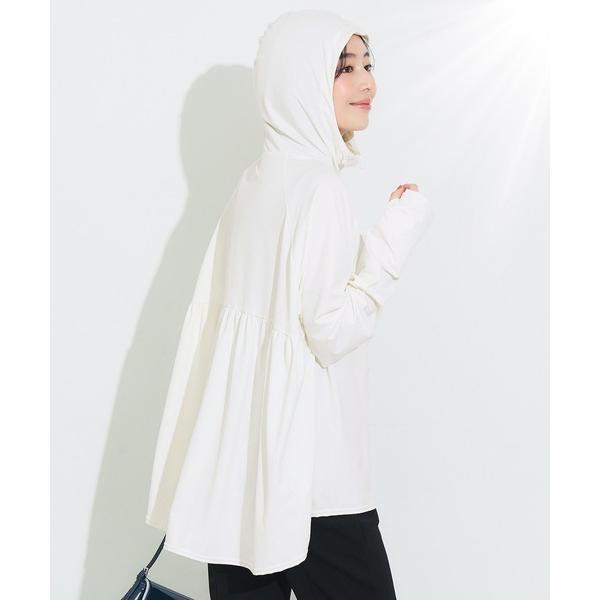 パーカー UVカットバッグギャザーパーカー レディース