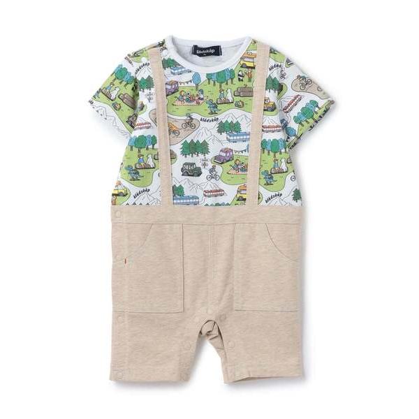 ベビー服 ロンパース ピクニック柄半袖カバーオール