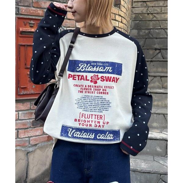 tシャツ 「HELLO.SANFRANCISCO/ハローサンフランシスコ」プリントワッフルラグランTEE レディース