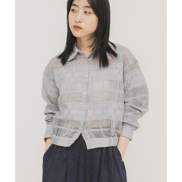 ブラウス シャツ シアーチェックコンパクトシャツ レディース