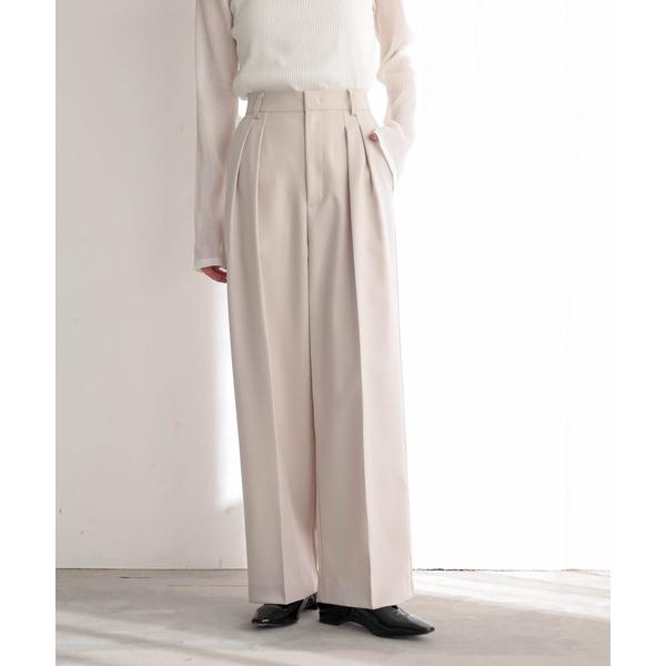 パンツ 「セットアップ対応」インタックワイドパンツ「サスティナブル」 レディース