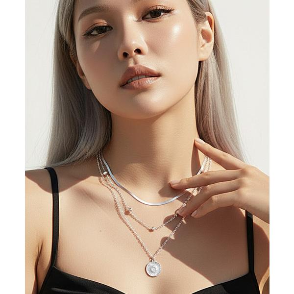 アレルギー対応 ネックレス 「lux sea jewelry（ラックス・シー・ジュエリー）」ゴールドビーズ×スネークチェーン 3連ネックレス lux-neck-35-3「RBTS」