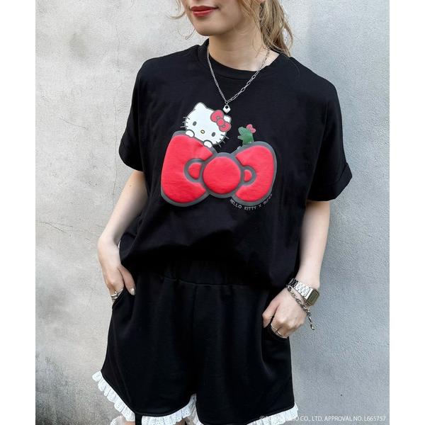 tシャツ 半袖 「m:rex」ハローキティコラボ リボンモチーフTEE レディース