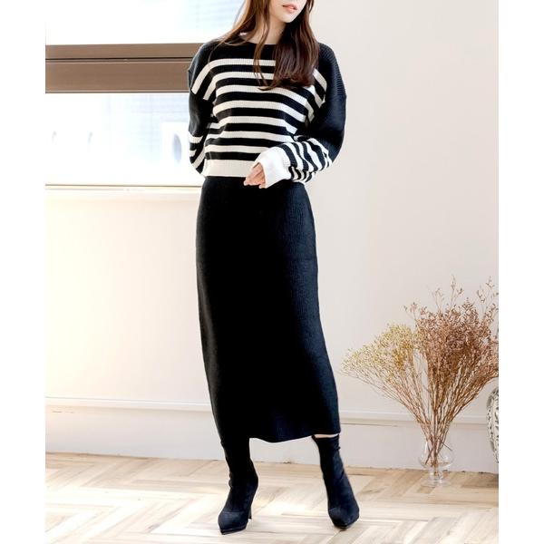 「JULIA BOUTIQUE」 セットアップ ONE ブラック×ホワイト レディース