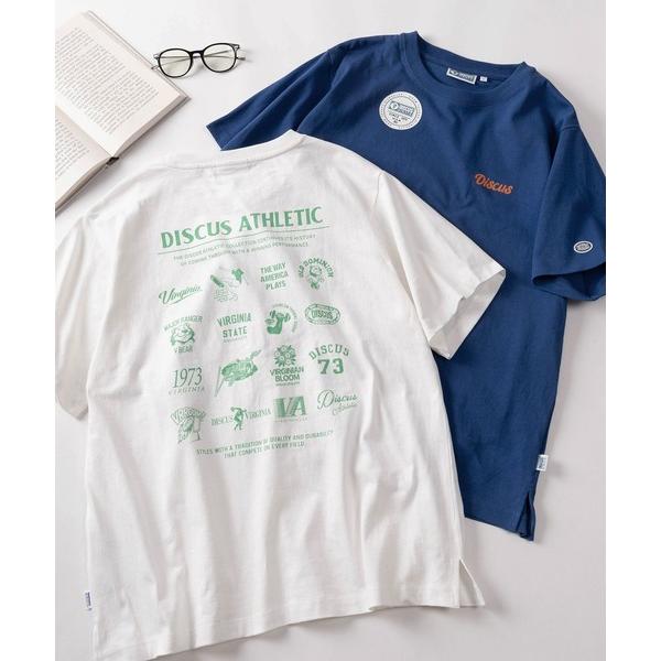 tシャツ 半袖 「71」「DISCUS/ディスカス」グラフィックデザイン バックプリント クルーネックTシャツ/ワンポイントワッペン/レディース レディース メンズ