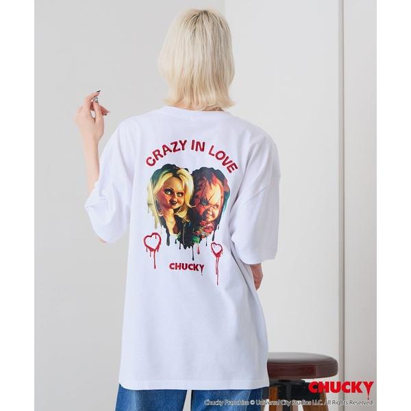 スマホショルダー tシャツ 「CHUCKY/チャッキー」「コットン100%のしっかりした生地」オリジナルデザインTシャツ キャラクター刺繍 チャッキー ティファニ…