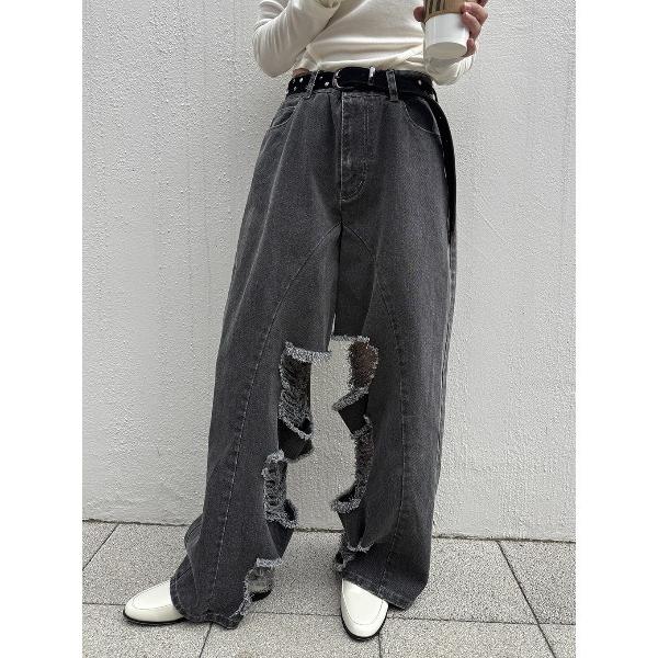 ジーンズ デニム デニムパンツ INSIDE RIPPED HOLE COLOR DENIM レディース