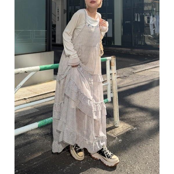 ワンピース 花柄ティアードキャミワンピース