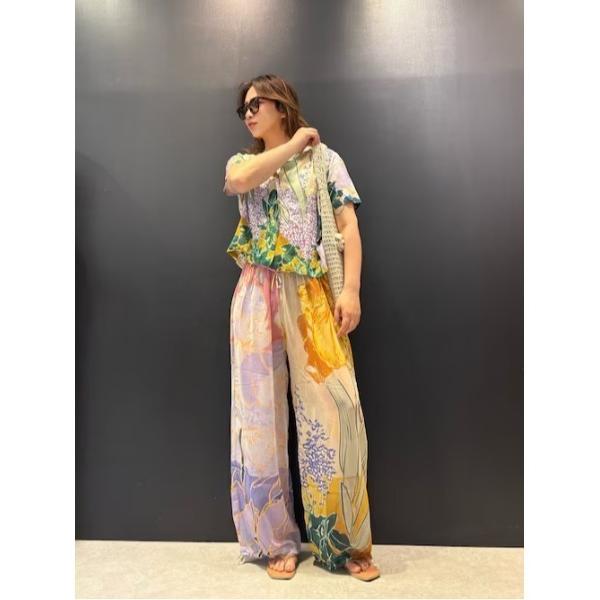 ワイドパンツ パンツ ボタニカルアートプリントバルーンパンツ レディース
