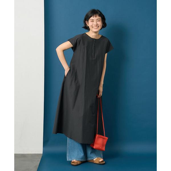 ワンピース 夏 半袖 藤本美貴 × FREAK'S STORE/フリークスストア 接触冷感/UVカット ヘンリーネックフレアワンピース