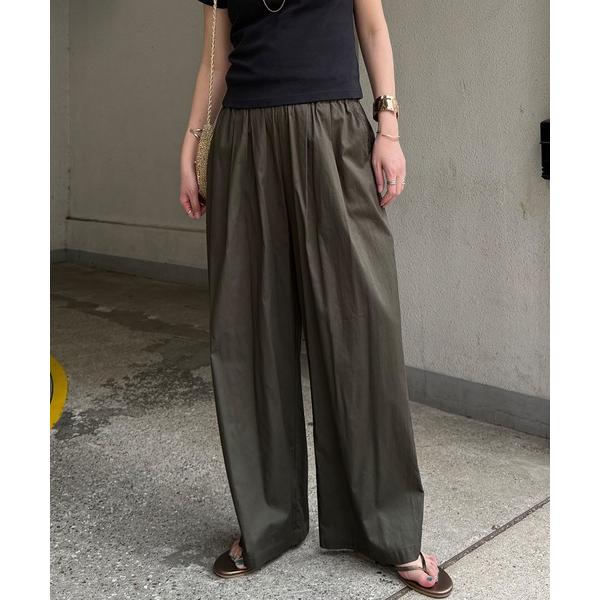 ワイドパンツ パンツ コットンギャザーワイドパンツ レディース