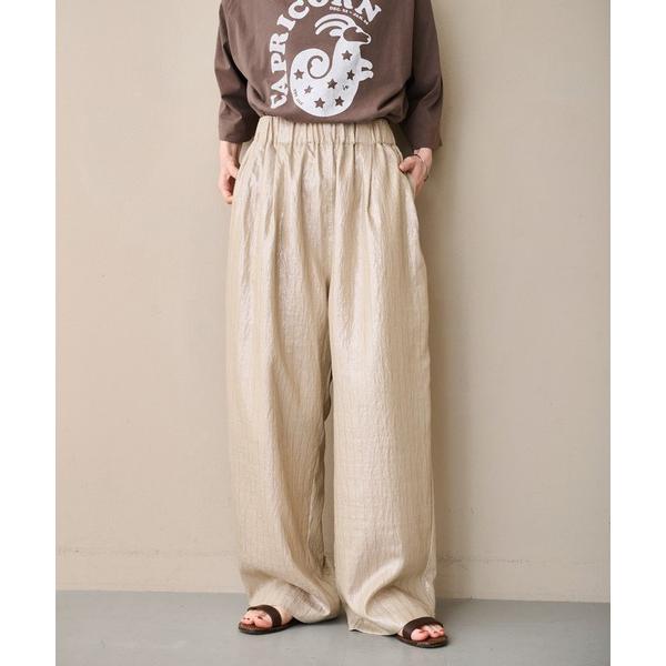 ワイドパンツ パンツ 「KHA:KI / カーキ」ホイルプリント2タックイージーパンツ レディース