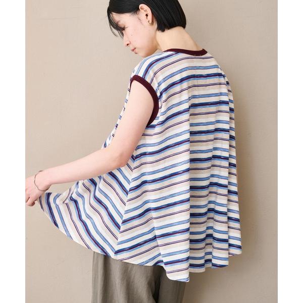 tシャツ 「KHA:KI / カーキ」ノースリーブ ストライプトップス レディース