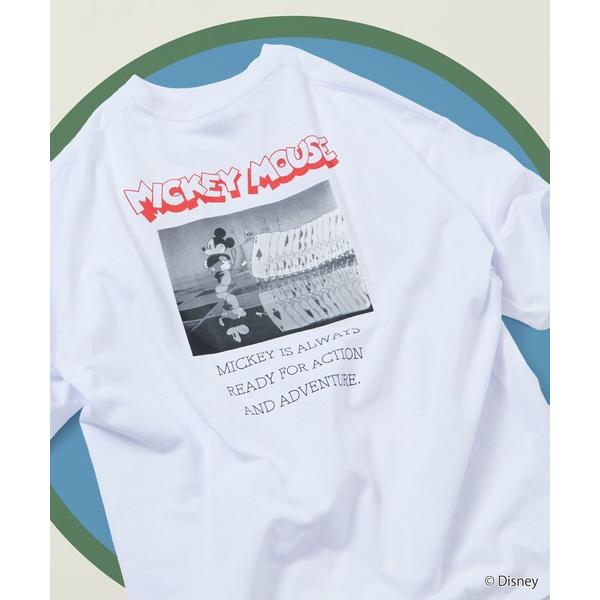 tシャツ 限定展開/DISNEY/ディズニー/ミッキーマウス /モノクロ バックプリント クルーネック Tシャツ/Scene メンズ レディース