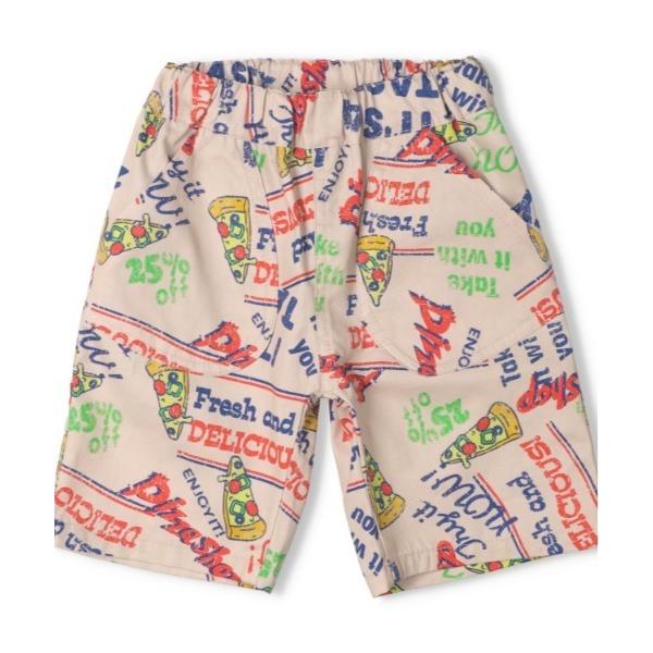 ハーフパンツ パンツ 短パン ピザ・ロゴ総柄5分丈ハーフパンツ キッズ 子供服 男の子