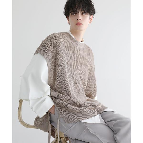 「LILL」 ノースリーブニット S ベージュ メンズ