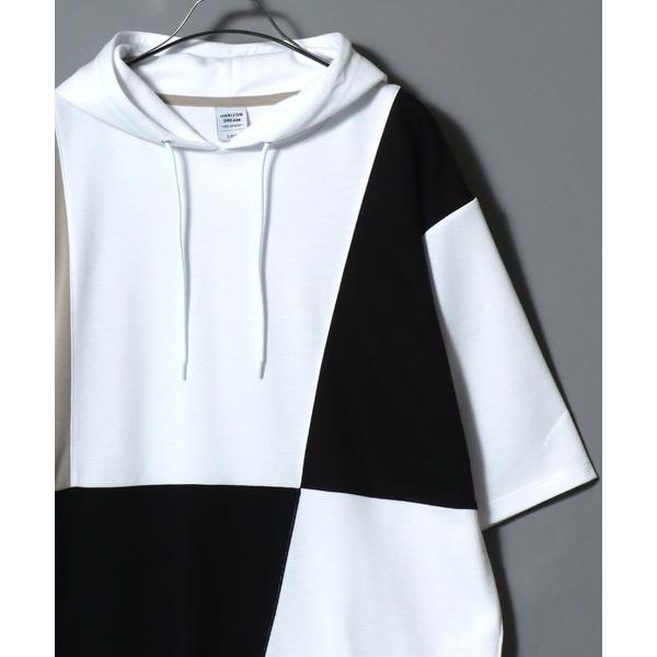 パーカー 冷感 Cool-Touch Color-Block Short-Sleeve Hooded Tee/接触冷感 切替 半袖パーカー メンズ レディース ユニセックス フーディー