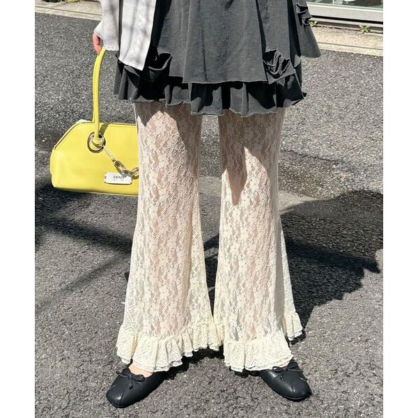 パンツ レースフレアレイヤードフリルパンツ レディース