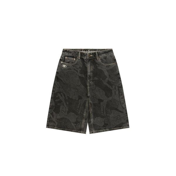 レディースジーンズ デニム ショートパンツ ブラック AAPE BY A