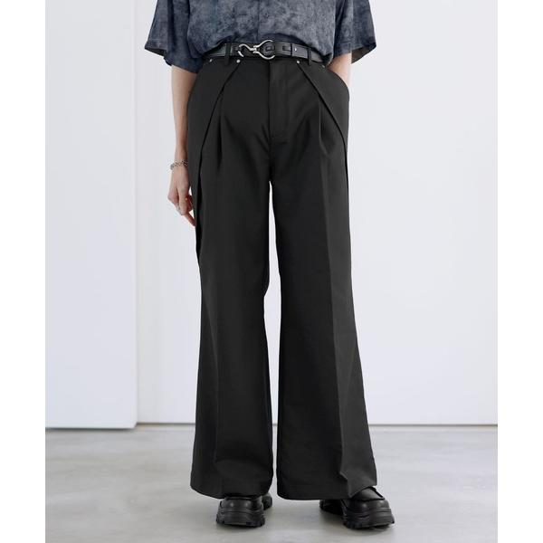 ワイドパンツ スラックス レイヤードラップTRフレアスラックス メンズ レディース