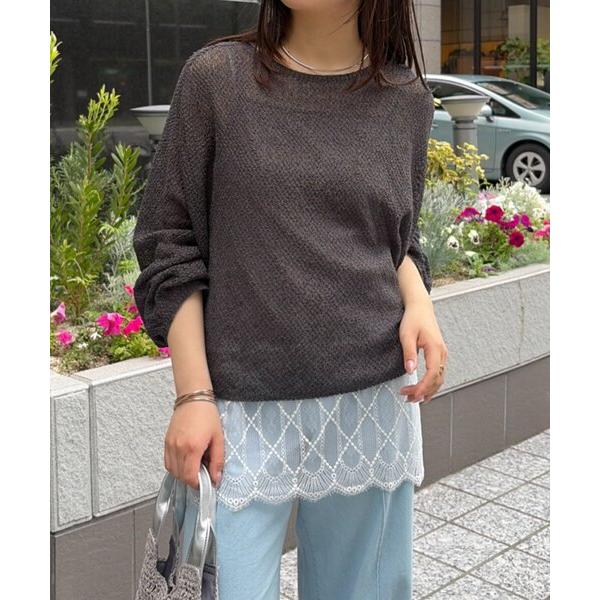 ニット セーター 「夏でも着れる長袖」ペーパーヤーンルーズニット レディース