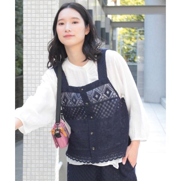 ベスト ジレ パネルエンブロイダリーレースキャミベスト レディース