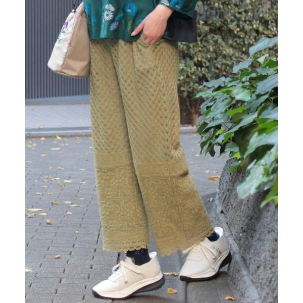 パンツ パネルエンブロイダリーレースパンツ（裏地付き） レディース