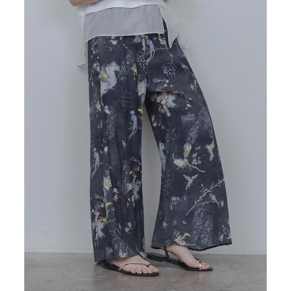 パンツ バードボタニカルプリントリラックスパンツ レディース
