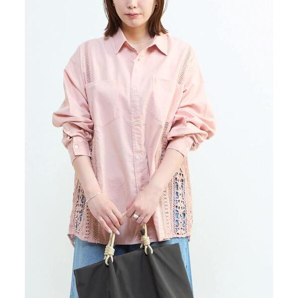 ブラウス シャツ ACID WASHING LACE DOCKING SHIRT レディース メンズ