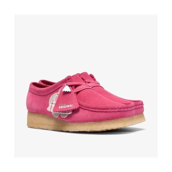 デッキシューズ モカシン クラークス「Clarks」- ワラビー スエードレザーシューズ「Wallabee. (WOMENS) Pink Interest 26186511」 レディース